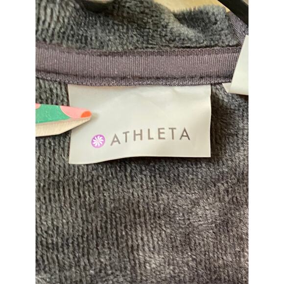 Athleta Jacket Cozy Karma Small Asymmetrical Fleece Lined Hoodie Grey full zip - Picture 4 of 8